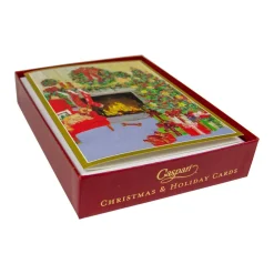 Caspari Christmas And Holiday Cards|Boxed Holiday Cards|Decorated Living Room Classic Boxed Christmas Cards - includes 15 cards & envelopes