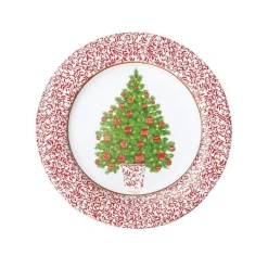 Caspari Christmas Plates|Paper Salad And Dessert Plates|Decorated Tree Paper Salad & Dessert Plates - 8 Per Package