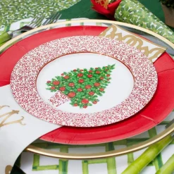Caspari Christmas Plates|Paper Salad And Dessert Plates|Decorated Tree Paper Salad & Dessert Plates - 8 Per Package