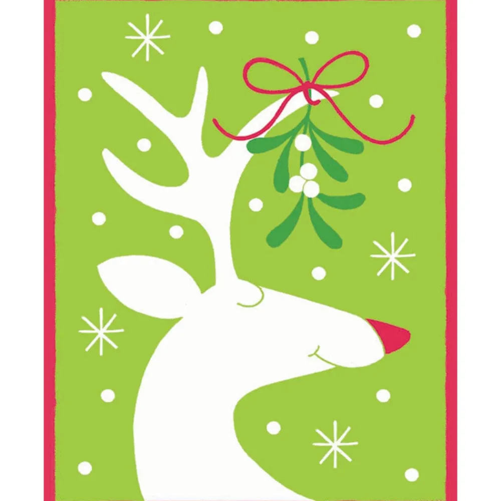 Caspari Christmas And Holiday Cards|Boxed Holiday Cards|Deer and Mistletoe Classic Boxed Christmas Cards - includes 15 cards & envelopes