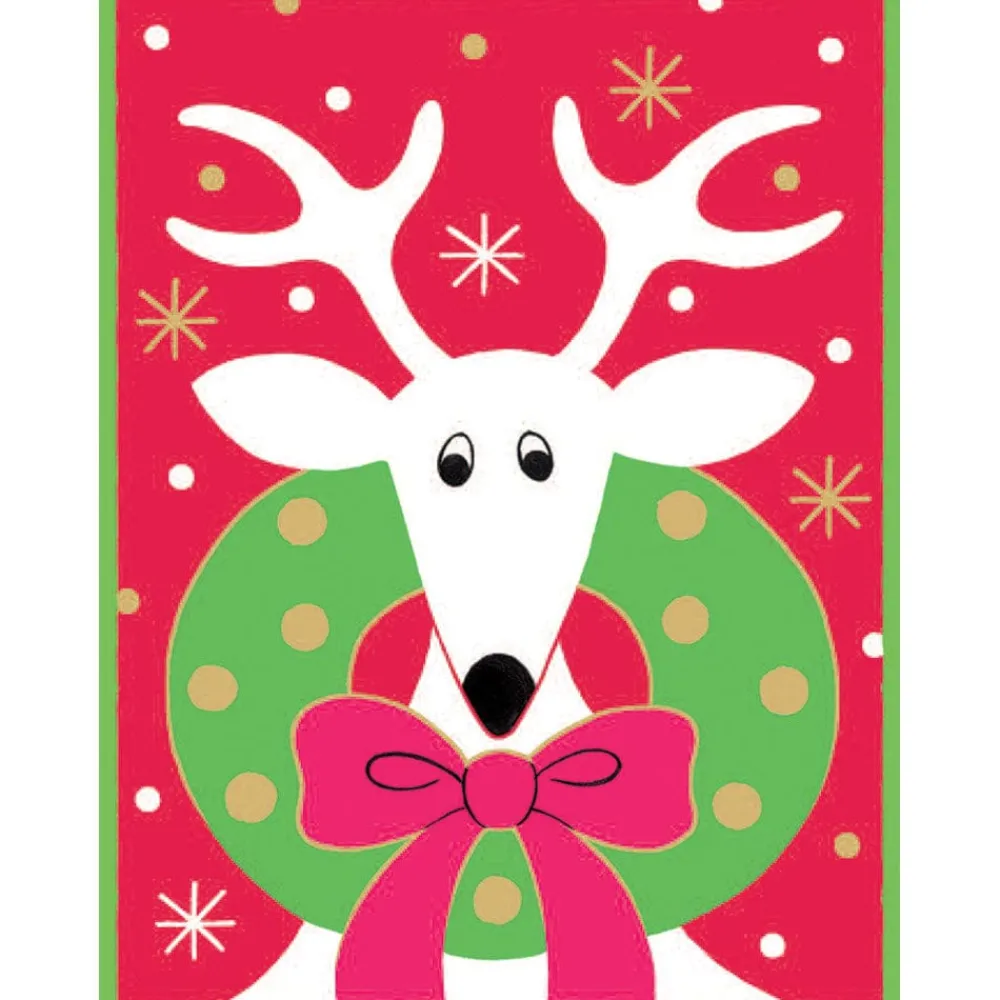 Caspari Christmas And Holiday Cards|Boxed Holiday Cards|Deer with Wreath Classic Boxed Christmas Cards - includes 15 cards & envelopes