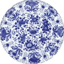 Caspari Bridal Shower|Paper Placemats|Delft Round Paper Placemats in Blue - 12 Per Package