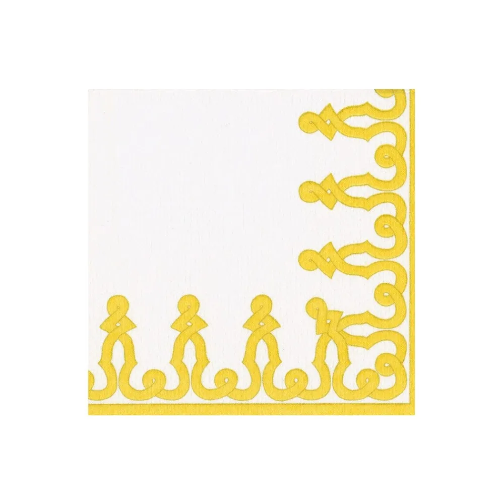 Caspari Christmas Napkins|Paper Cocktail Napkins|Dessin Passementerie Dijon Paper Linen Cocktail Napkins - 15 Per Package