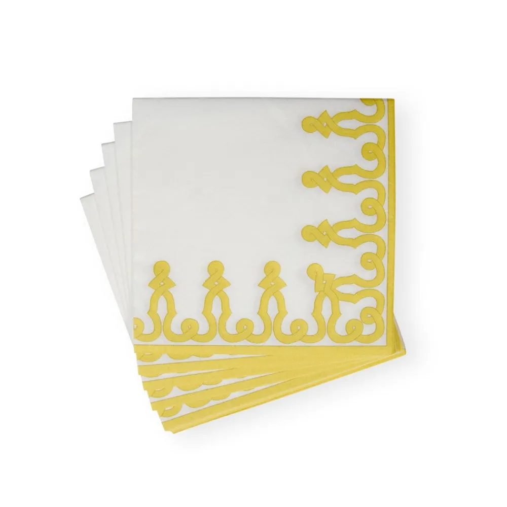 Caspari Christmas Napkins|Paper Dinner Napkins|Dessin Passementerie Dijon Paper Linen Dinner Napkins - 12 Per Package