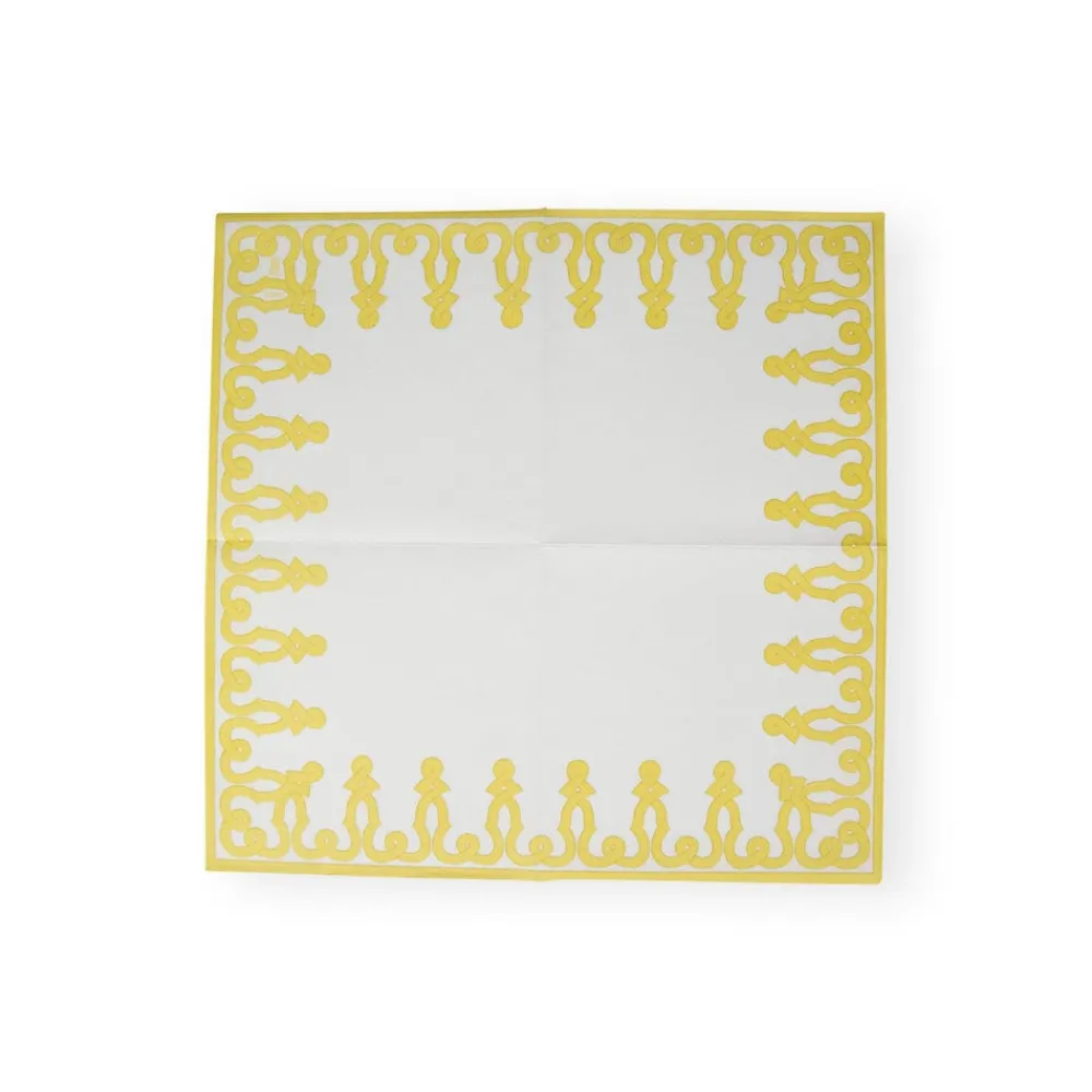 Caspari Christmas Napkins|Paper Dinner Napkins|Dessin Passementerie Dijon Paper Linen Dinner Napkins - 12 Per Package
