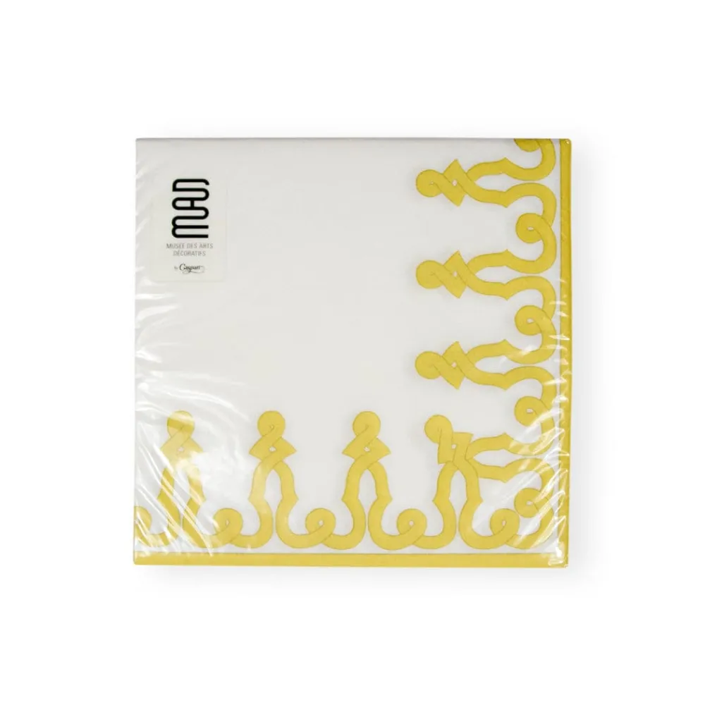 Caspari Christmas Napkins|Paper Dinner Napkins|Dessin Passementerie Dijon Paper Linen Dinner Napkins - 12 Per Package