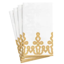 Caspari Thanksgiving|Paper Guest Towels|Dessin Passementerie Paper Linen Guest Towel Napkins in Gold - 12 Per Package