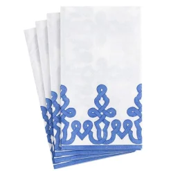Caspari Mother'S Day|Hanukkah|Dessin Passementerie Paper Linen Guest Towel Napkins in Riviera Blue - 12 Per Package