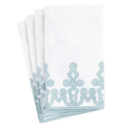 Caspari Engagement Party|Mother'S Day|Dessin Passementerie Paper Linen Guest Towel Napkins in Stone Blue - 12 Per Package
