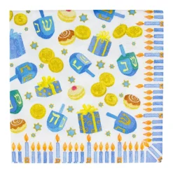 Caspari Christmas Napkins|Hanukkah|Dreidel; Dreidel; Dreidel Cocktail Napkins - 20 Per Package