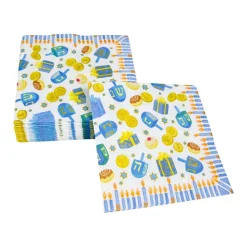 Caspari Christmas Napkins|Hanukkah|Dreidel; Dreidel; Dreidel Cocktail Napkins - 20 Per Package