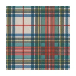 Caspari Christmas Napkins|Paper Luncheon Napkins|Dress Stewart Tartan Paper Luncheon Napkins - 20 Per Package