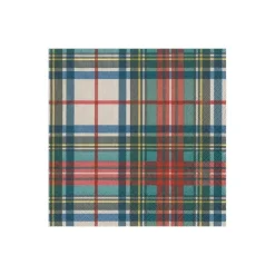 Caspari Christmas Napkins|Paper Cocktail Napkins|Dress Stewart Tartan Paper Cocktail Napkins - 20 Per Package