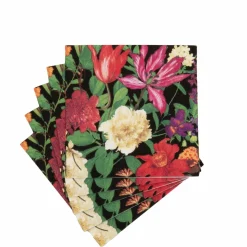 Caspari Paper Cocktail Napkins|Dutch Floral Black Cocktail Napkins - includes 20 Cocktail Napkins