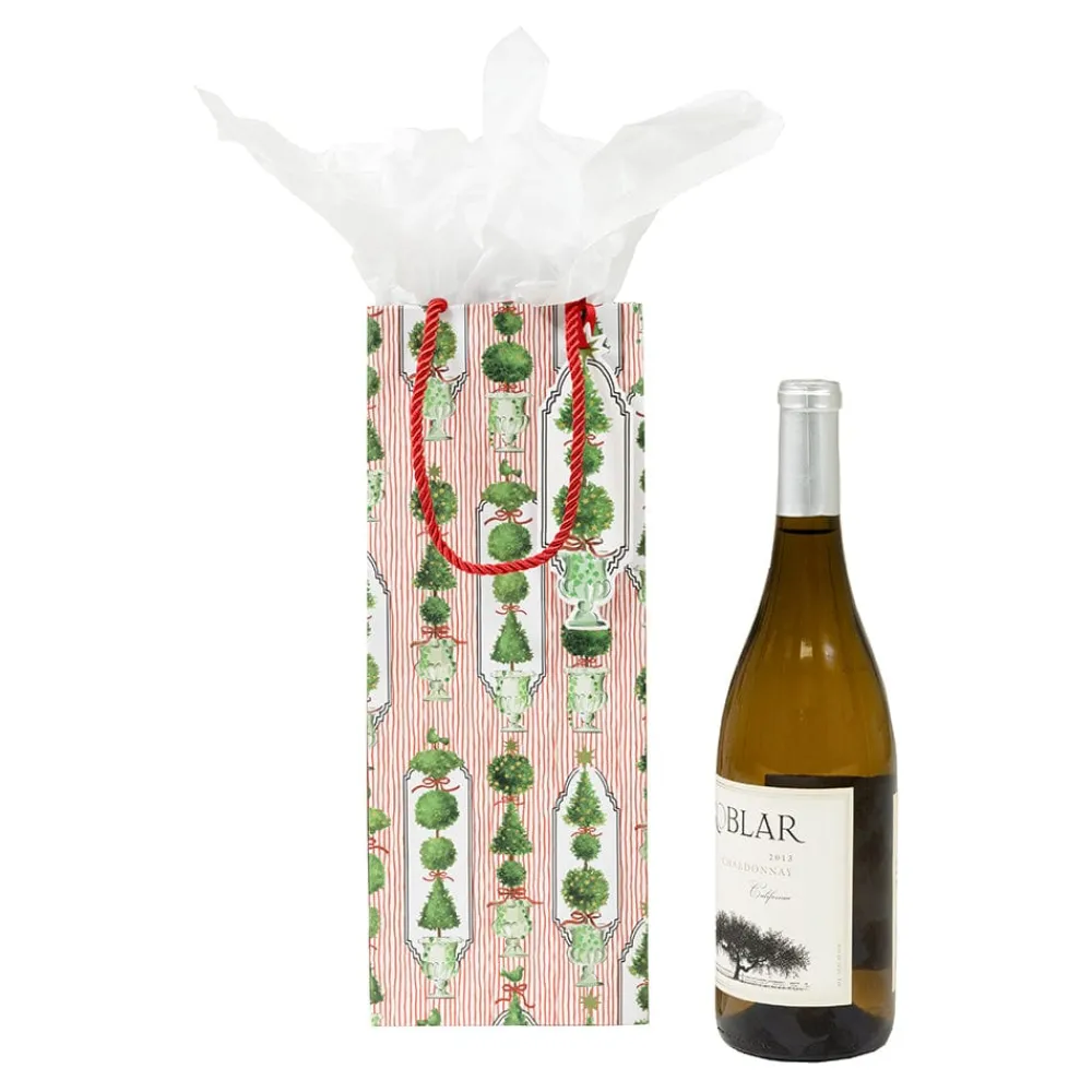 Caspari Christmas Gift & Bottle Bags|Gift & Bottle Bags|Eloise Red Wine & Bottle Gift Bag - 1 Each