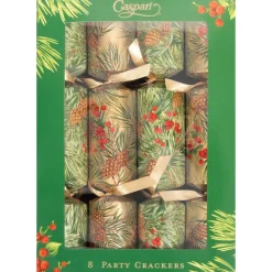 Caspari Christmas Crackers|Evergreen And Berries Celebration Crackers - includes 8 Celebration Crackers