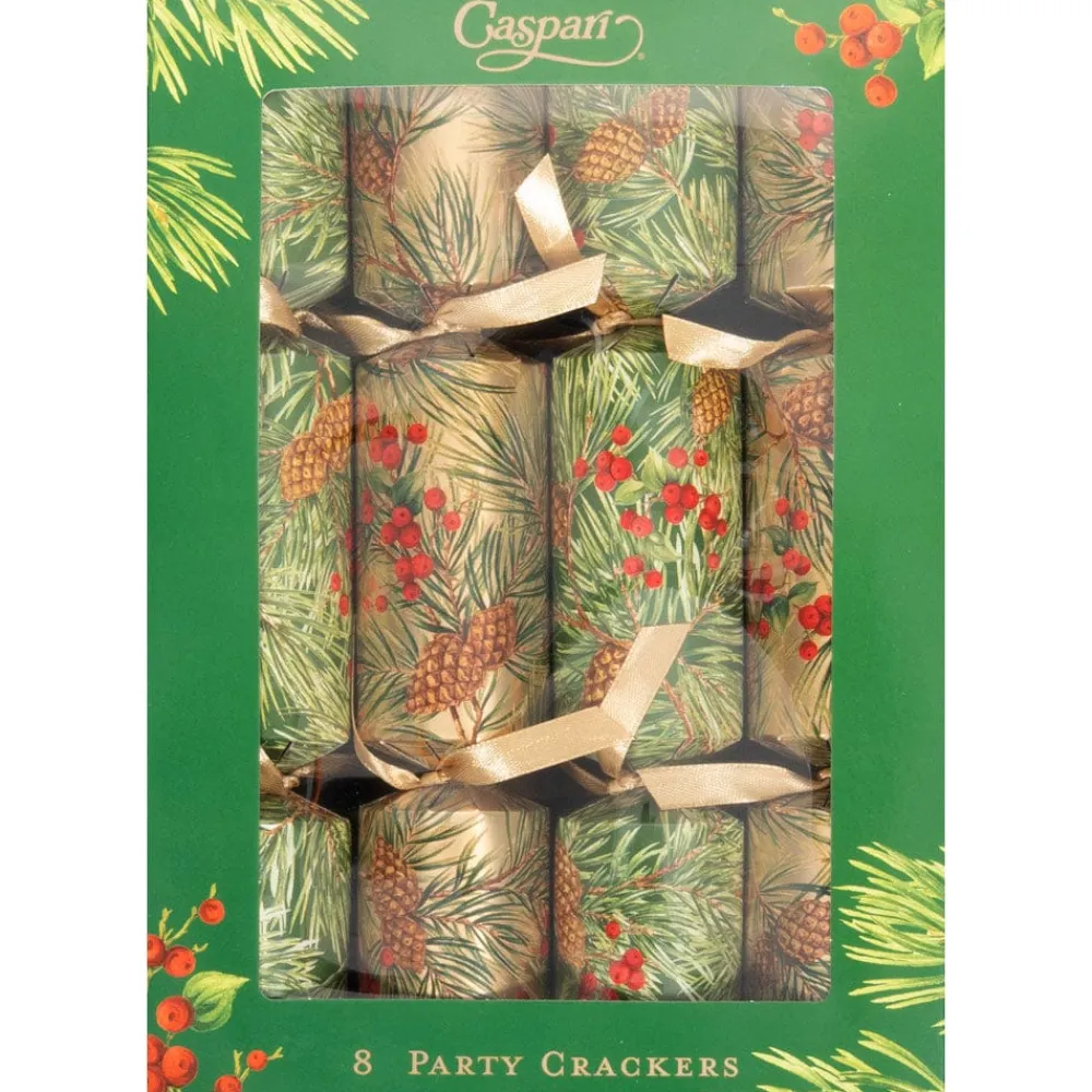 Caspari Christmas Crackers|Evergreen And Berries Celebration Crackers - includes 8 Celebration Crackers