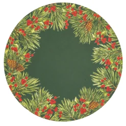 Caspari Christmas Placemats & Coasters|Evergreen And Berries Paper Placemats - includes 12 Paper Placemats