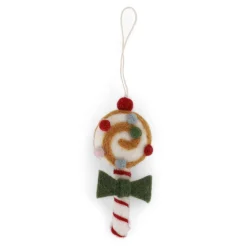 Gry & Sif Ornaments|Felt Candy Ornament with Green Bow - Set of Three