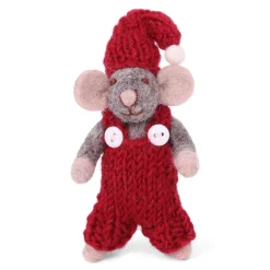 Gry & Sif Ornaments|Felt Ornament Set - Mouse in Red and Mouse with Garland