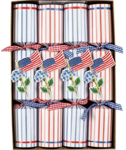 Caspari Fourth Of July|Memorial Day|Flags And Hydrangeas Eday Crackers-10 Inch Long/8In