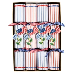 Caspari Fourth Of July|Memorial Day|Flags And Hydrangeas Eday Crackers-10 Inch Long/8In