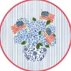 Caspari Fourth Of July|Memorial Day|Flags and Hydrangeas Round Paper Placemats - 12 Per Package