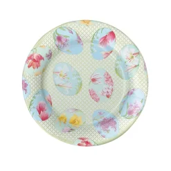 Caspari Easter|Paper Salad And Dessert Plates|Floral Decorated Eggs Paper Salad & Dessert Plates - 8 Per Package