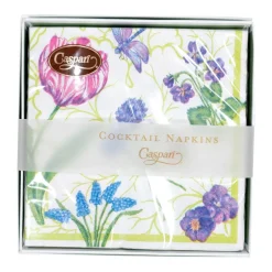 Caspari Boxed Cocktail Napkins|Floral Majolica Boxed Cocktail Napkins - 40 Per Box