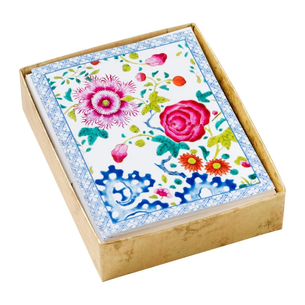 Caspari Note Cards|Floral Porcelain Assorted Boxed Note Cards - 10 Note Cards & 10 Envelopes