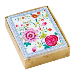 Caspari Note Cards|Floral Porcelain Assorted Boxed Note Cards - 10 Note Cards & 10 Envelopes