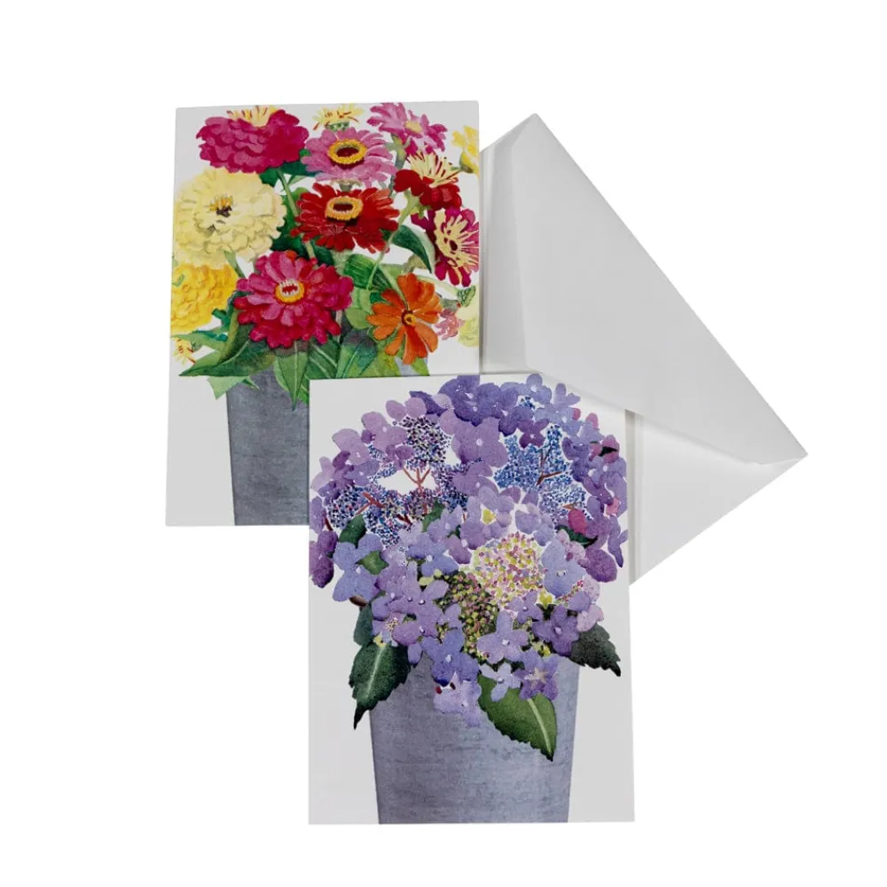 Caspari Note Cards|Flower Bucket Assorted Boxed Note Cards - 8 Note Cards & 8 Envelopes