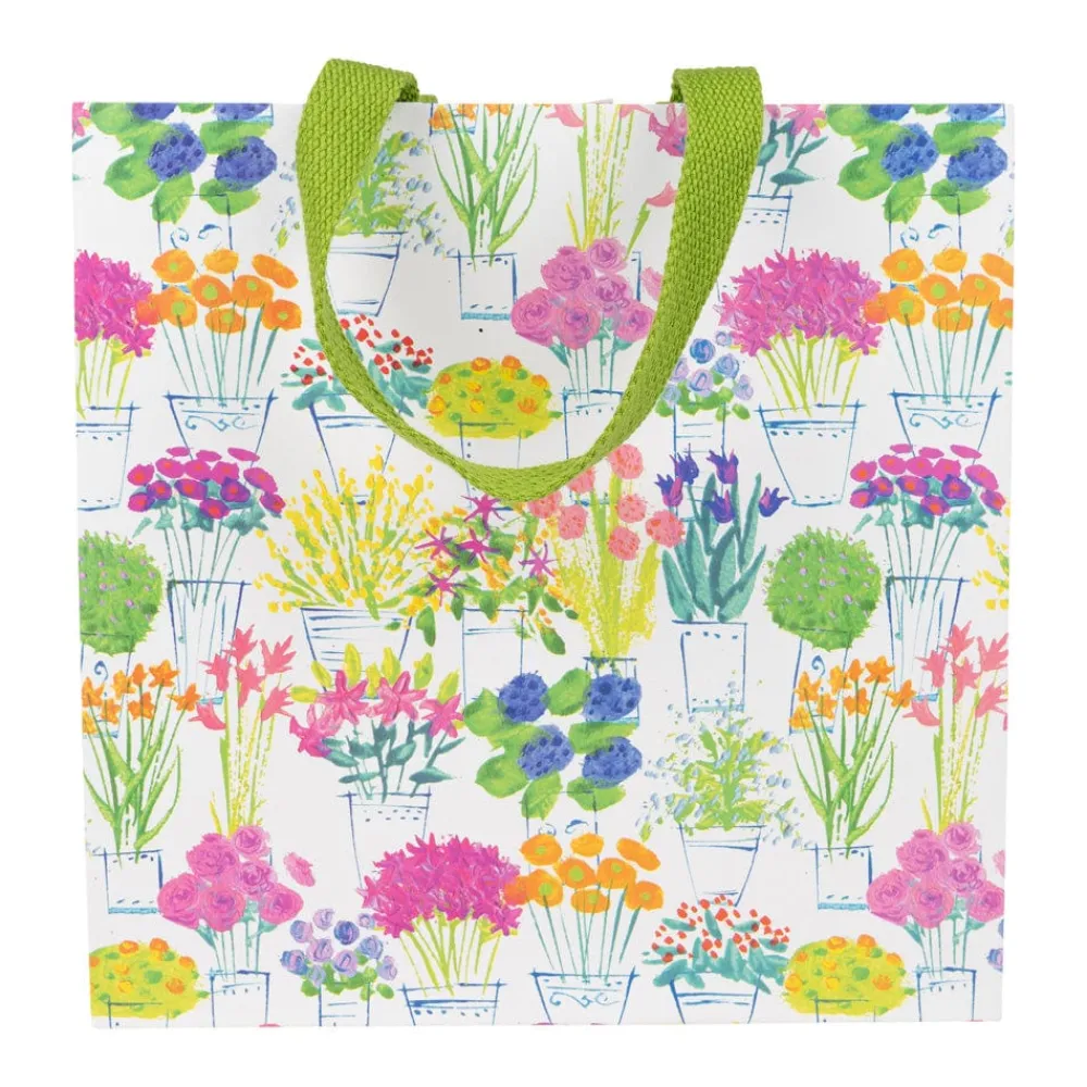 Caspari Gift & Bottle Bags|Flower Market Medium Square Gift Bags - One Gift Bag Included