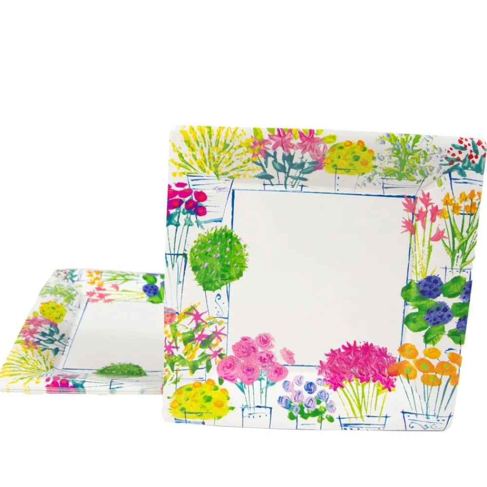 Caspari Bridal Shower|Paper Salad And Dessert Plates|Flower Market Salad & Dessert Plates - 8 Per Package