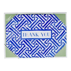 Caspari Thank You Notes|Fretwork Blue Thank You Notes - 8 Note Cards And Envelopes