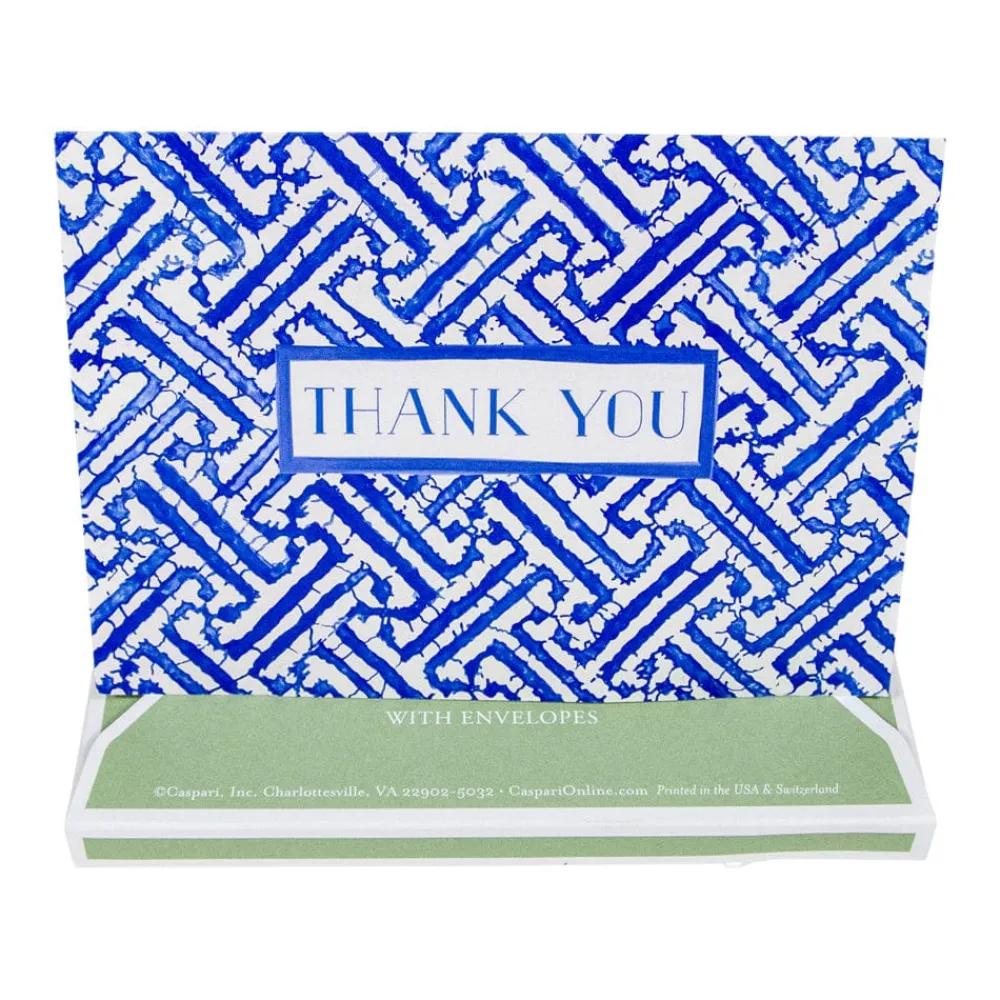 Caspari Thank You Notes|Fretwork Blue Thank You Notes - 8 Note Cards And Envelopes