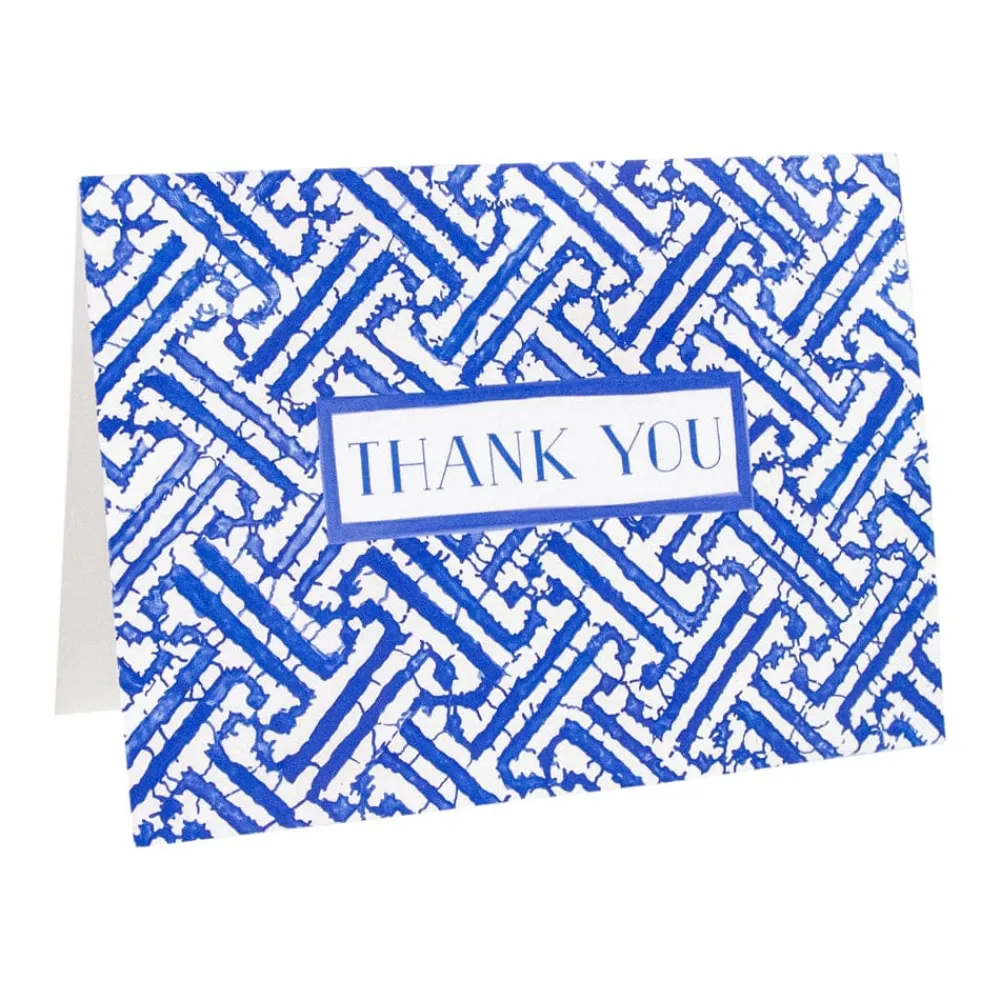 Caspari Thank You Notes|Fretwork Blue Thank You Notes - 8 Note Cards And Envelopes