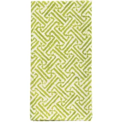 Caspari Cloth & Linen Napkins|Fretwork Cotton Dinner Napkins in Green & White - Set of 4, Three Sets