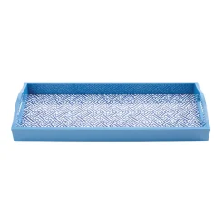 Caspari Lacquerware|Tailgates|Fretwork Lacquer Bar Tray in Blue - 1 Each