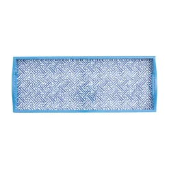 Caspari Lacquerware|Tailgates|Fretwork Lacquer Bar Tray in Blue - 1 Each
