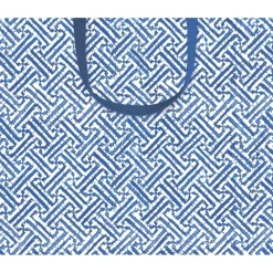 Caspari Gift & Bottle Bags|Fretwork Large Gift Bag in Blue - 1 Each