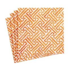 Caspari Cocktail Party|Paper Cocktail Napkins|Fretwork Paper Cocktail Napkins in Orange - 20 Per Package