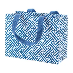 Caspari Gift & Bottle Bags|Fretwork Small Gift Bag in Blue - 1 Each