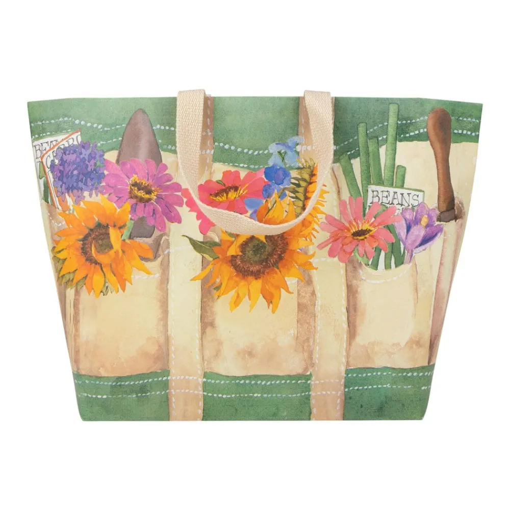 Caspari Gift & Bottle Bags|Throws & Tote Bags|Garden Large Tote Gift Bags - One Gift Bag Included