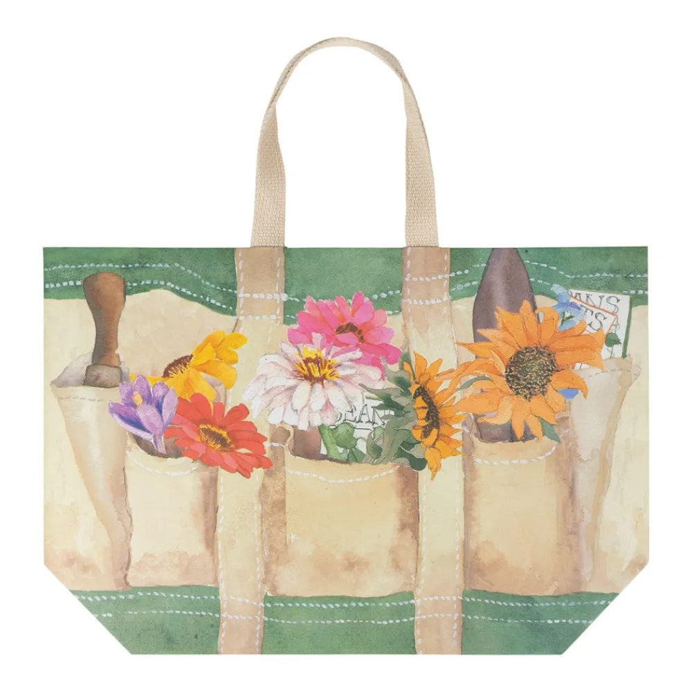Caspari Gift & Bottle Bags|Throws & Tote Bags|Garden Large Tote Gift Bags - One Gift Bag Included