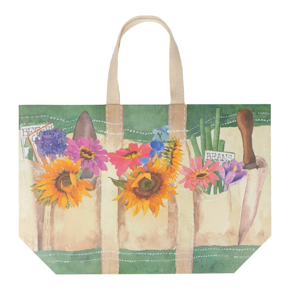 Caspari Gift & Bottle Bags|Throws & Tote Bags|Garden Large Tote Gift Bags - One Gift Bag Included