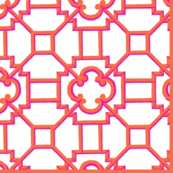 Caspari Kitchen Essentials|Cloth & Linen Napkins|Garden Trellis Fuchsia & Orange Cloth Dinner Napkins - 4 Dinner Napkins