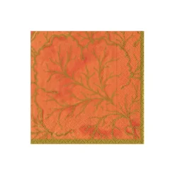 Caspari Paper Cocktail Napkins|Gilded Majolica Coral Cocktail Napkins - includes 20 Cocktail Napkins