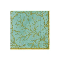 Caspari Paper Cocktail Napkins|Gilded Majolica Saltwater Cocktail Napkins - includes 20 Cocktail Napkins