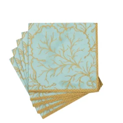 Caspari Paper Cocktail Napkins|Gilded Majolica Saltwater Cocktail Napkins - includes 20 Cocktail Napkins